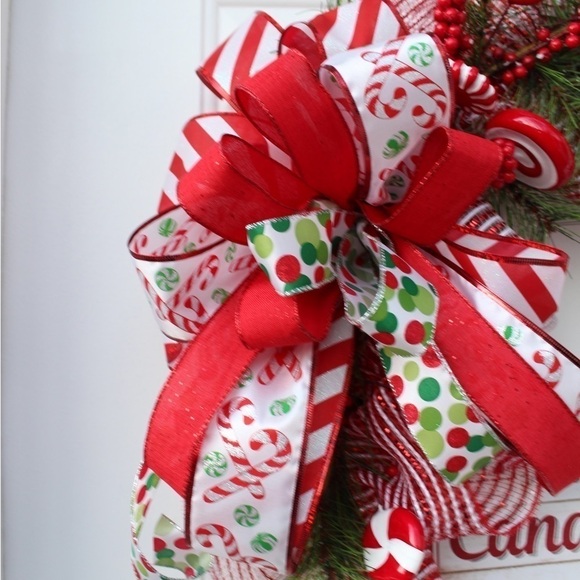 Candy Cane Christmas Wreath for Front Door - Picture 4 of 9